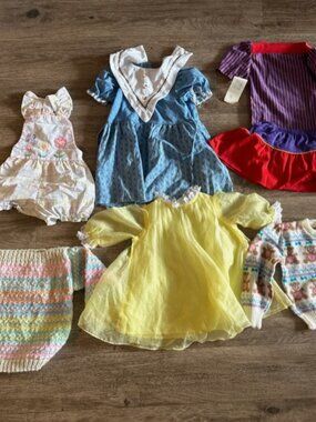 Vintage Baby Clothes Lot 7 Hat Sweater Floral Dresses Girls Unisex 90s 80s 2t 5t